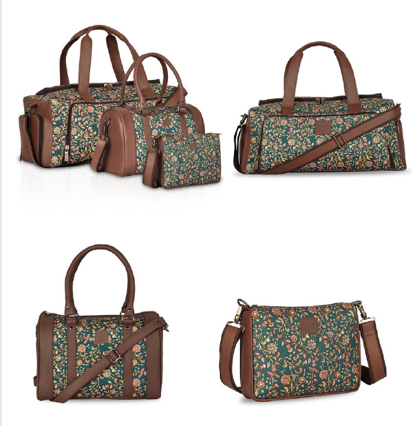 Large Floral Duffle Bag with Handbag & Sling Bag