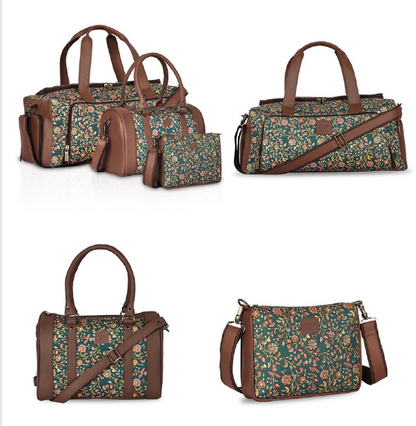 Large Floral Duffle Bag with Handbag & Sling Bag