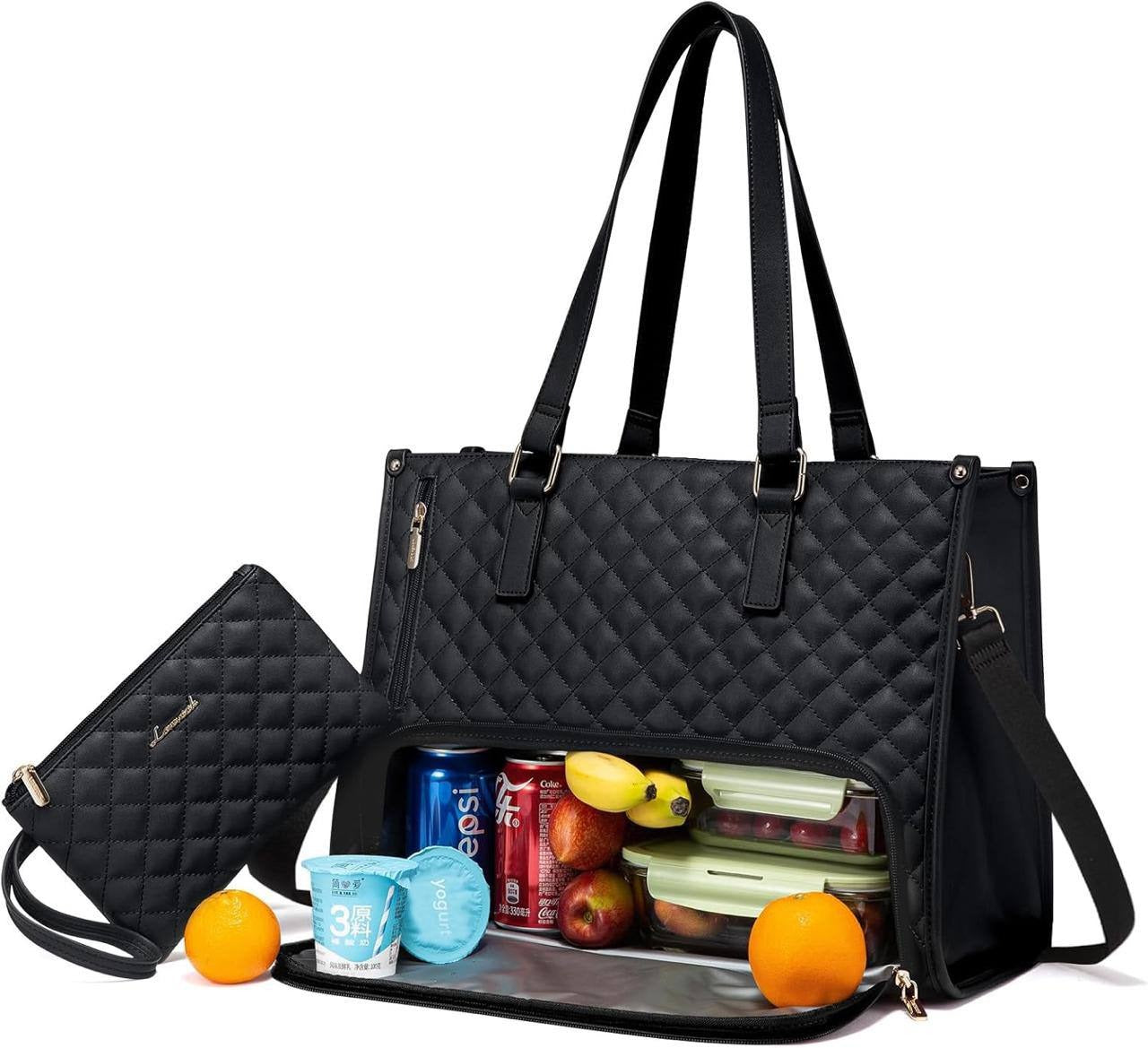 Black office bag with lunch compartment