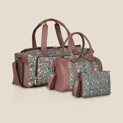 Large Floral Duffle Bag with Handbag & Sling Bag